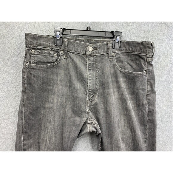 Levi's 513 Denim Jeans Men's Slim Straight Distressed Zip Black Size 36X30 - Picture 9 of 16